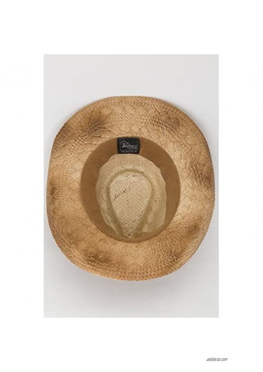 jAc Jacobson Straw Cowboy Hat - Woven Western Hat with Studded Band and Steer Emblem