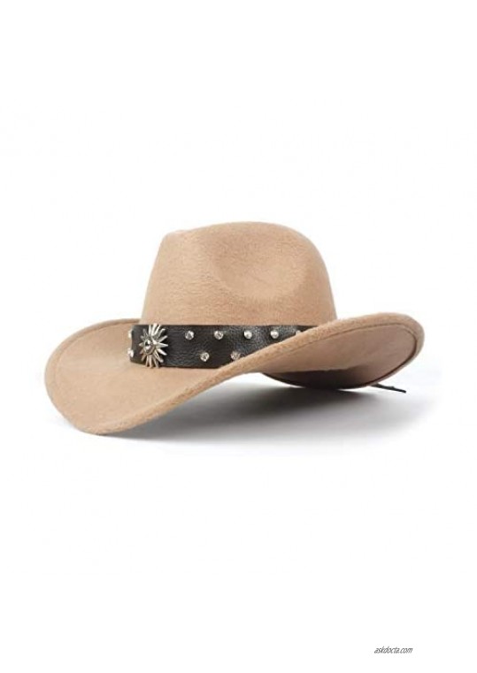Jdon-hats  Fashion Men's Women's Western Cowboy Hat  Gentleman Dad Cowboy Hat Solid Diamond Hombre