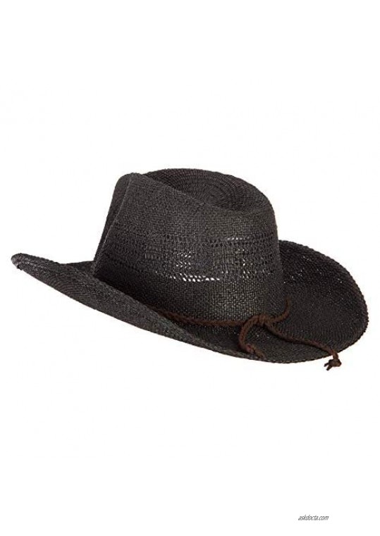 Ladies Paper Straw Open Woven Cowboy Hat