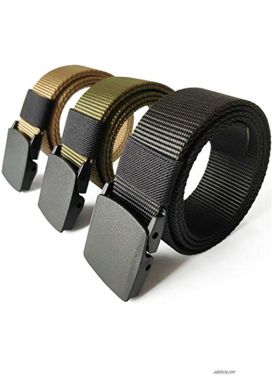 Nylon Military Tactical Men Belt Webbing Canvas Outdoor Web Belts with Plastic Buckle gift for Men (Army Green)