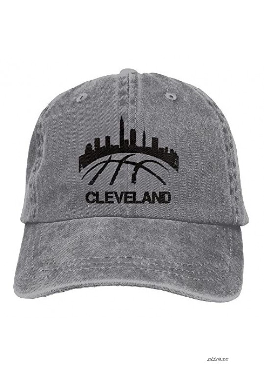 Vintage Cleveland Basketball Skyline Trend Printing Cowboy Hat Fashion Baseball Cap for Men and Women Black