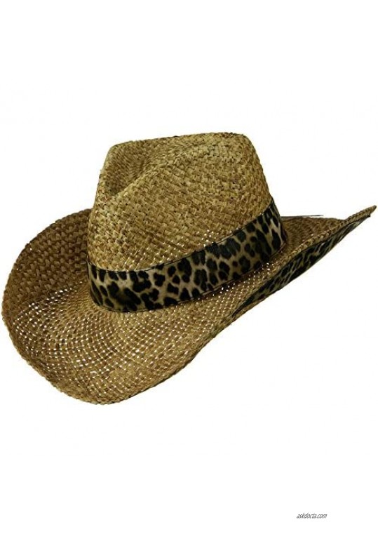 Woman's Cheetah Leatherette Band Cowboy Hat - Cheetah W35S13E