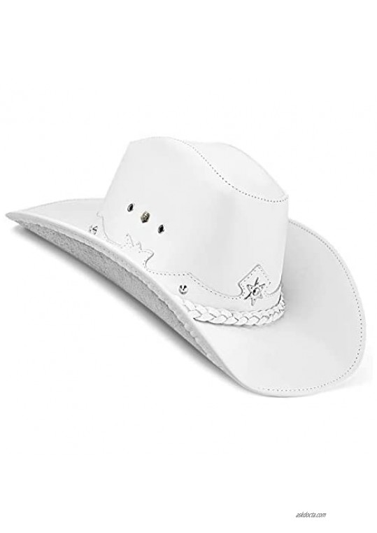 Zalupe Cowboy Hat Girl White Leather for Womens Western Star
