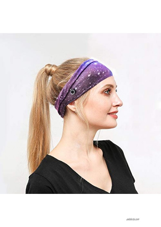 12pcs Milk Silk Fabric Starry Sky Button Headbands Set- Non Slip Elastic Headbands with Button in 6 Colors Hair accessories for Moisture Wicking Sweatband Head Wrap for Yoga Sports Outdoor Activities