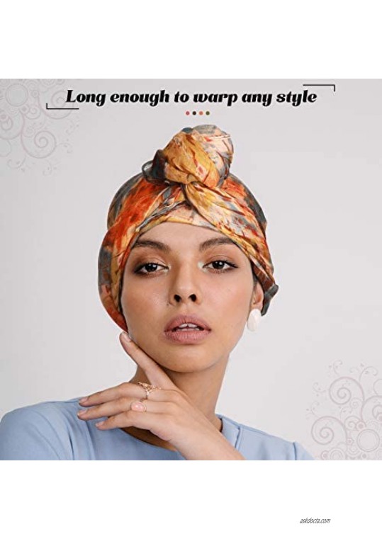 4 Pieces Women's Head Wraps Turban African Pattern Headwrap Scarf Turban Hat Hair Wraps for Women
