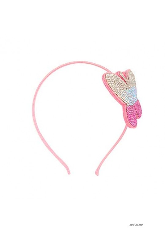 Bowbear Girls Womens Crystal Party Headband Pink Butterfly