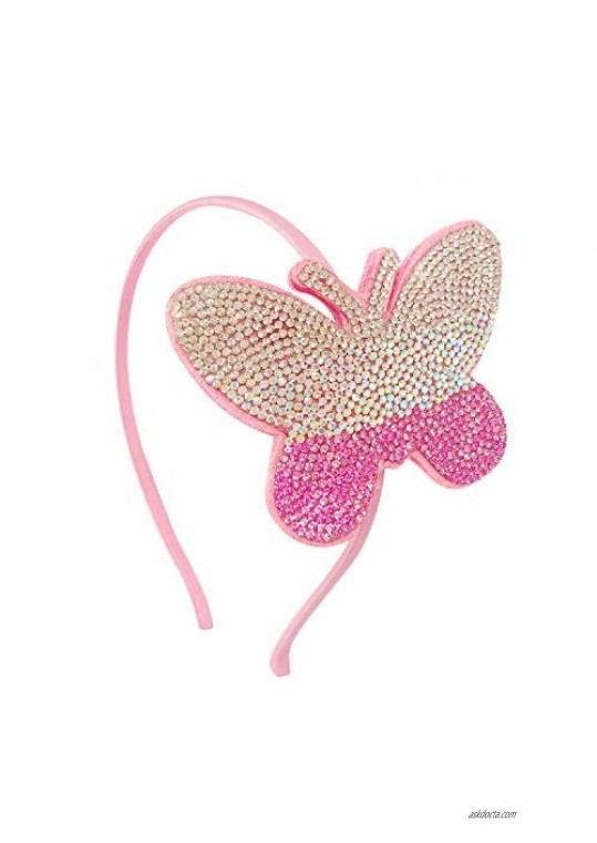 Bowbear Girls Womens Crystal Party Headband Pink Butterfly