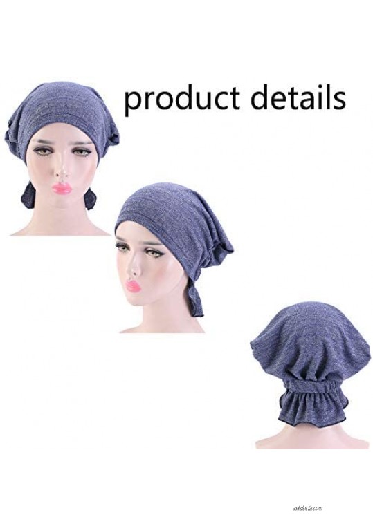Ci-ONE Womens 3-Pack Cotton Knit Beanie Sleep Turban Hat Headwear for Cancer