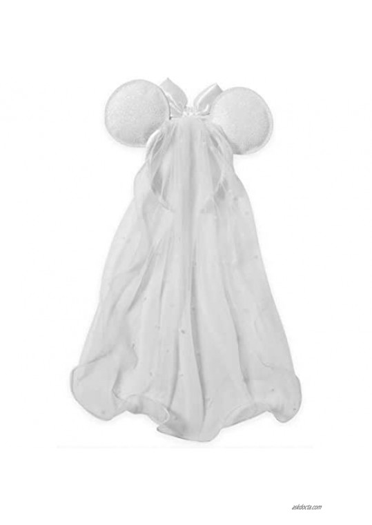 Disney Parks Exclusive - Minnie Mouse Ears Headband - Bride Veil with Satin Bow and Faux Pearls