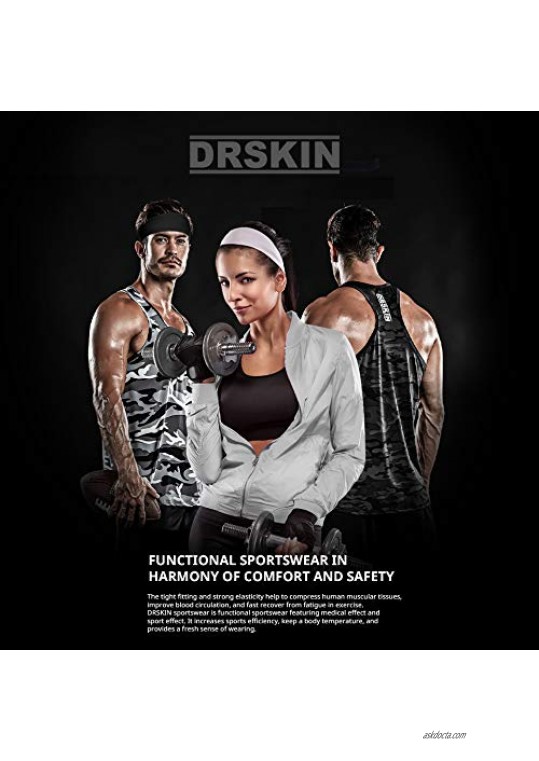 DRSKIN 4 Pack Headbands Sweatbands Hairbands for Women Men Workout Athletic Sports Running Cross Training Yoga All Head Sizes Under Helmets (Headbands (BL+WH+GR+KA))