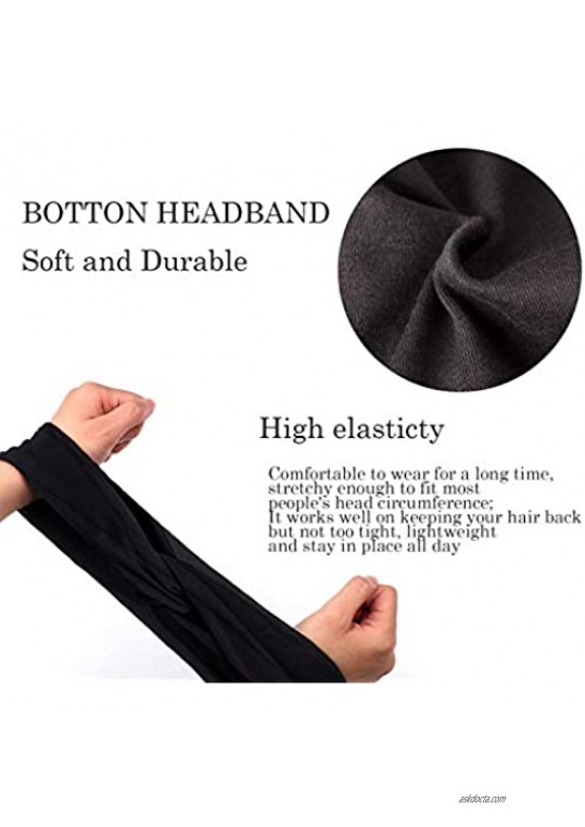 EIELO 4 Pack Button Headbands for Women Men Relax Your Ears Protection Face Cover Holder Elastic Sweat Wicking Scarf Bandana Turban Wrap Headband Cute Hair Hand Accessories