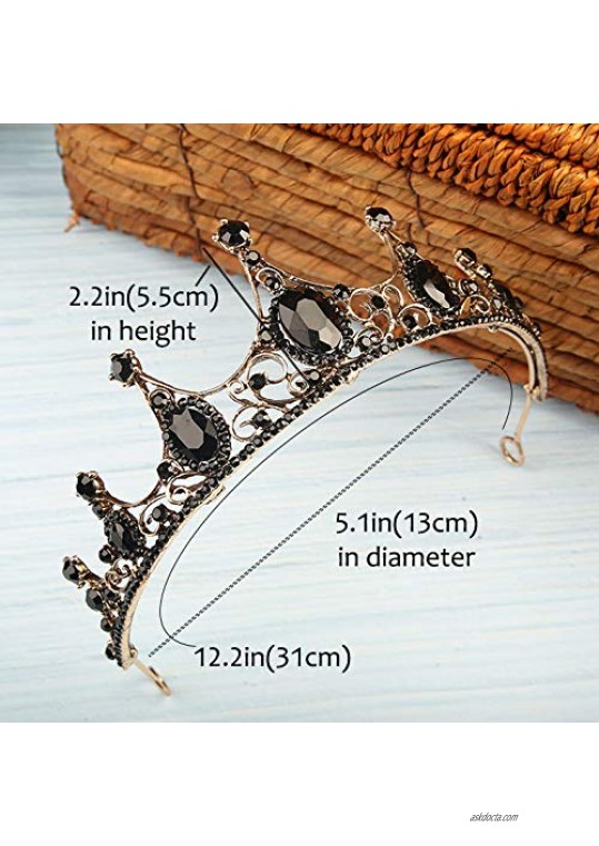 Gangel Baroque Rhinestone Crowns Vintage Queen Black Bronze Tiaras with Crystal Opal Crown Hair Accessories for Women And Girls Wedding Prom Birthday Party(1 pc)