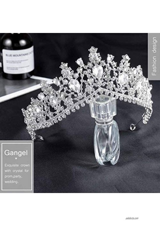 Gangel Baroque Silver Crowns Princess Crown with Crystal Wedding Bridals Tiaras Hair Accessories for Brides And Girls for Wedding Prom Birthday Party Halloween Christmas Cosplay(Pack of 1)