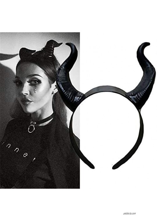 GirlsDevil Horns Halloween Headband Black Beast Horns Adult Costume Accessory(DDN53)