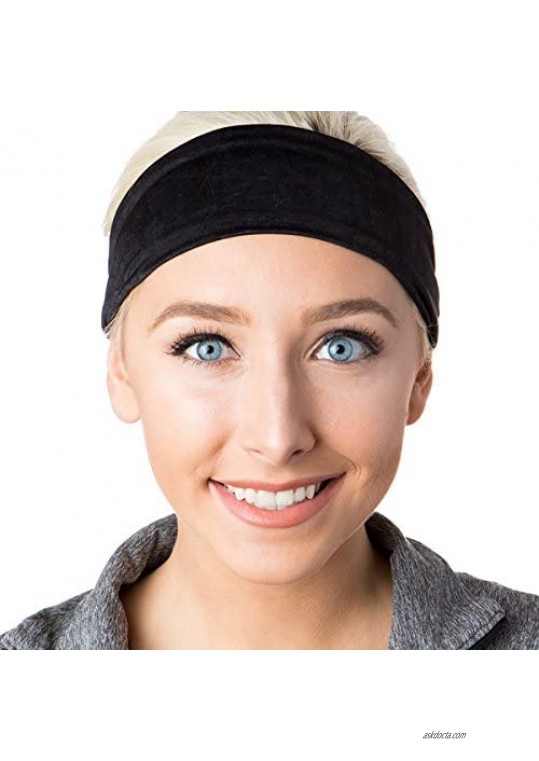 Hipsy Adjustable & Stretchy Crushed Xflex Wide Headbands for Women Girls & Teens
