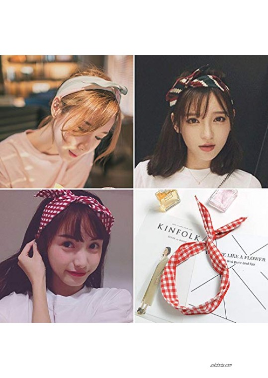 Joan Nunu 10 Packs Boho Headbands for Women Vintage Floral Print Headwrap Hair Band Sports Elastic Head Wrap Twisted Cute Hair Accessories