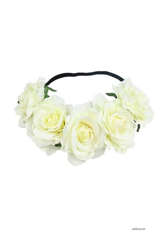 Love Fairy Bohemia Stretch Rose Flower Headband Floral Crown for Garland Party