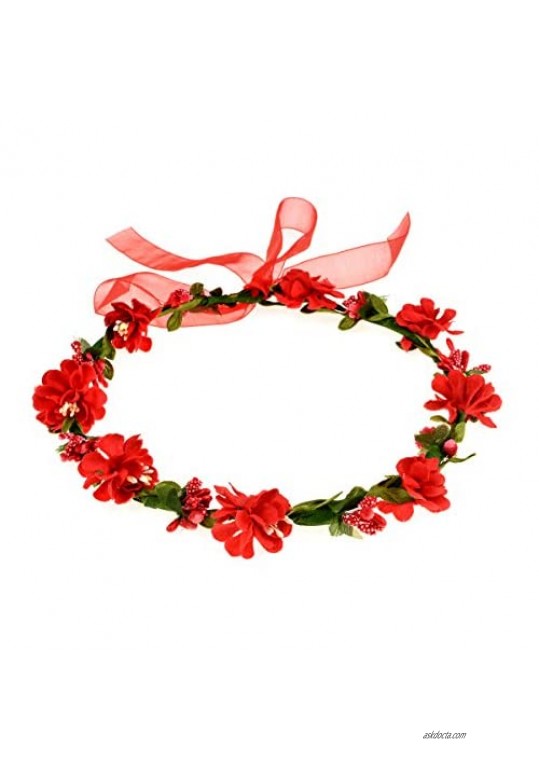 Love Sweety Women Boho Flower Headband Berry Floral Crown Hair Wreath Garland Halo