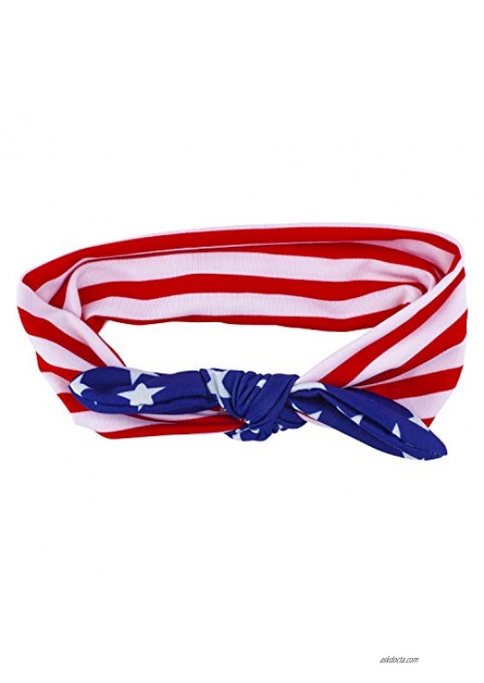 Lux Accessories July 4th American Flag Print Inspired Red Blue White Bandana Fashion Headband