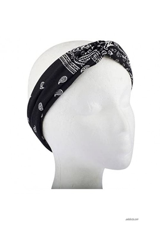 Lux Accessories Soft Bandana Print Knot Front Headband