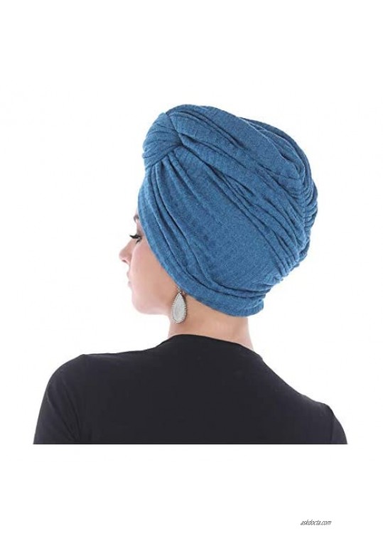 Madison Headwear Turban Headwraps for Women with African Knot & Woven Lurex Thread for Extra Glimmer and Comfort for Cancer