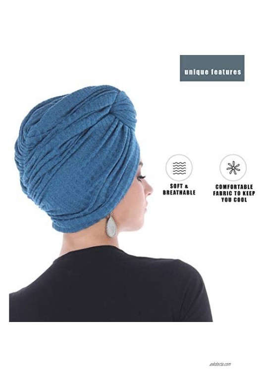 Madison Headwear Turban Headwraps for Women with African Knot & Woven Lurex Thread for Extra Glimmer and Comfort for Cancer