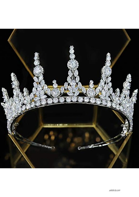 Princess Wedding Cubic Zirconia Tiara and Crowns for Women CZ Queen Birthday Headpiece