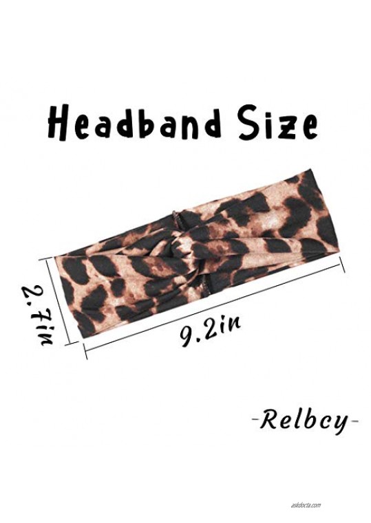 Relbcy Boho Headbands Leopard Hair Bands Knoted Turban Headband Elastic Head Wraps Cloth Head Bands for Women and Girls (Type A)