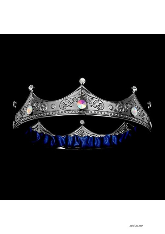 STONEJYA Adult Men King Crowns Birthday King Crown Cosplay Costume Pageant Homecoming Prom King Crowns Bridal Wedding Men Crowns Full Round