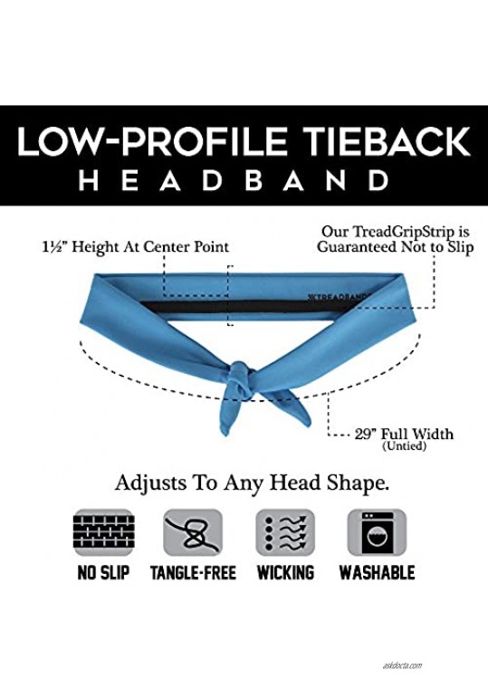 TREAD BANDS Treadbands Low Profile Tieback Non Slip Headband - Solid Colors. Guaranteed to Stay in Place Keeps Sweat Out of Your Eyes Patented Grip Technology.