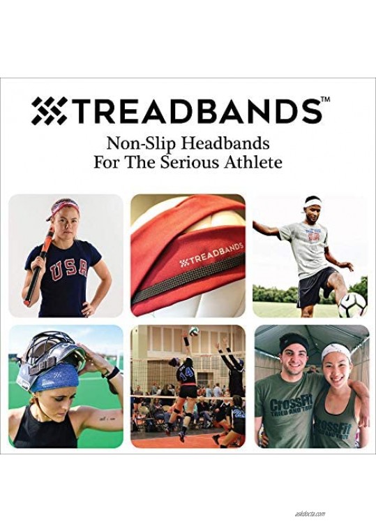 TREAD BANDS Treadbands Low Profile Tieback Non Slip Headband - Solid Colors. Guaranteed to Stay in Place Keeps Sweat Out of Your Eyes Patented Grip Technology.