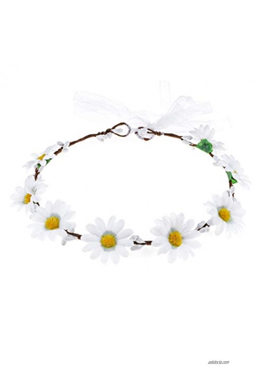 Vividsun Sunflower Crown Bridal Headpiece Festivals Headband (white)