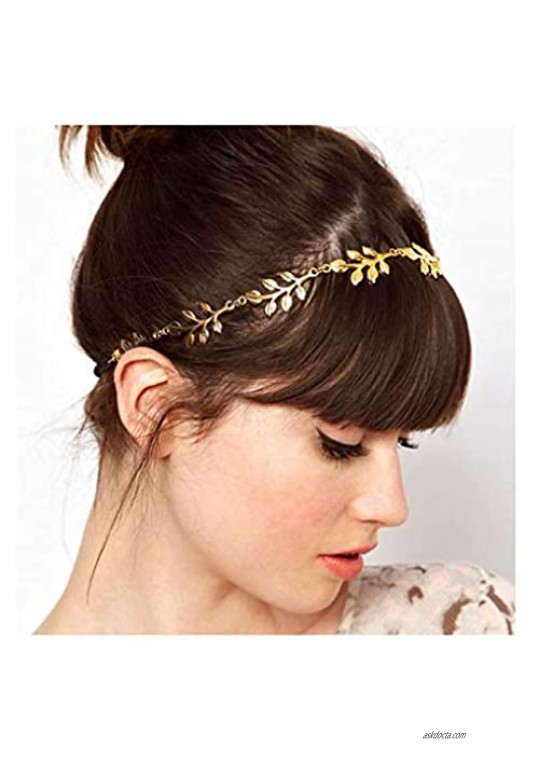 Yalice Elastic Head Chain Leaf Headband Hair Acessories for Women and Girls