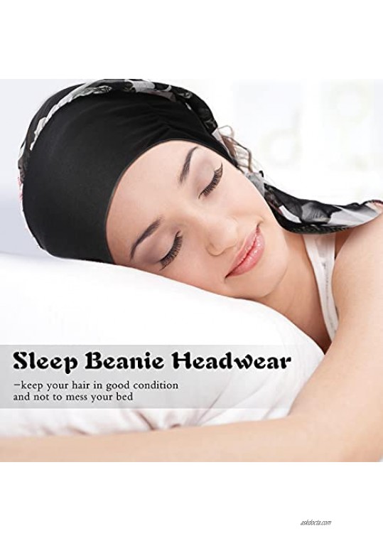 3 Pieces Sleep Beanie Headwear Head Scarf Chiffon Turbans Caps for Bald Wraps Hats Headwear for Women