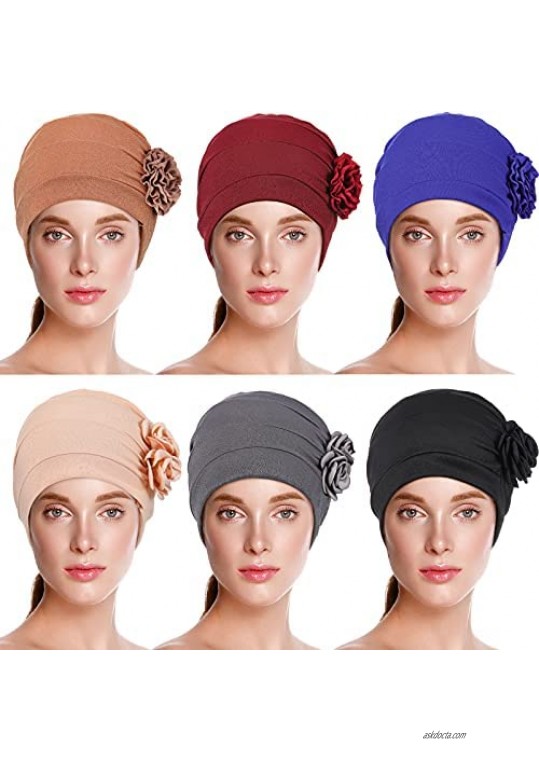 4 Pieces Flower Turbans Head Wrap Beanie Hats Turban Bonnet Hats for Women Girls