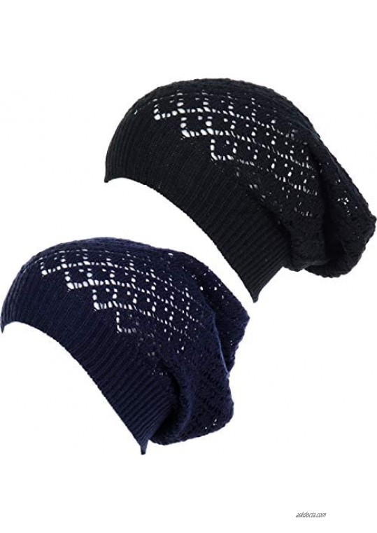 an Adult Slouchy Beanie Hat Open Weave Crochet Mesh Light Fashion Baggy Cap