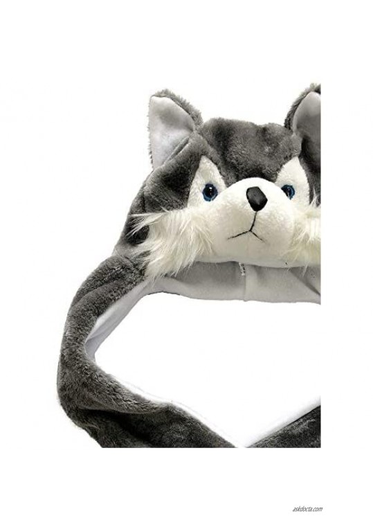 Animal Hood Hat for Kids and Adults One Size Animal Hat with Mittens