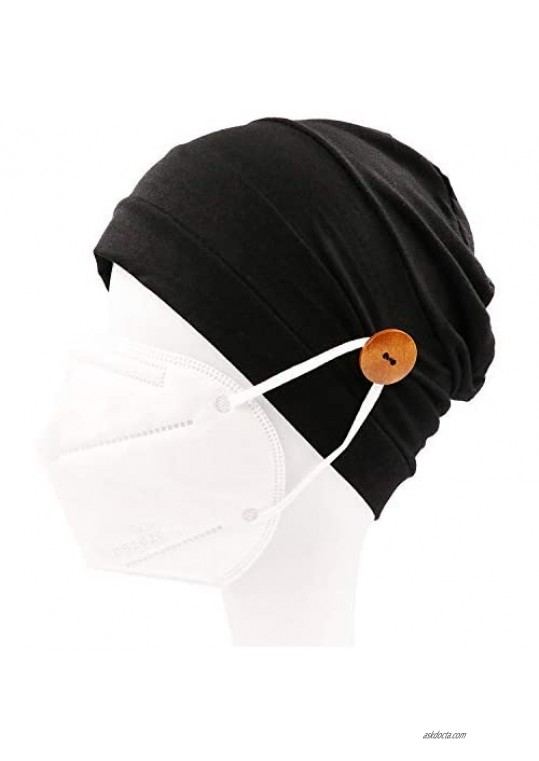 Button Headbands for Women Beanie Cap Yoga Sports Workout at Home Turban Headwrap for Everyone Protect Your Ears