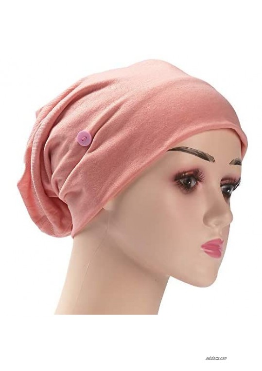 Fanghan Slouchy Beanie with Button for Women Men Cancer Patients Working Hat Chemo Caps