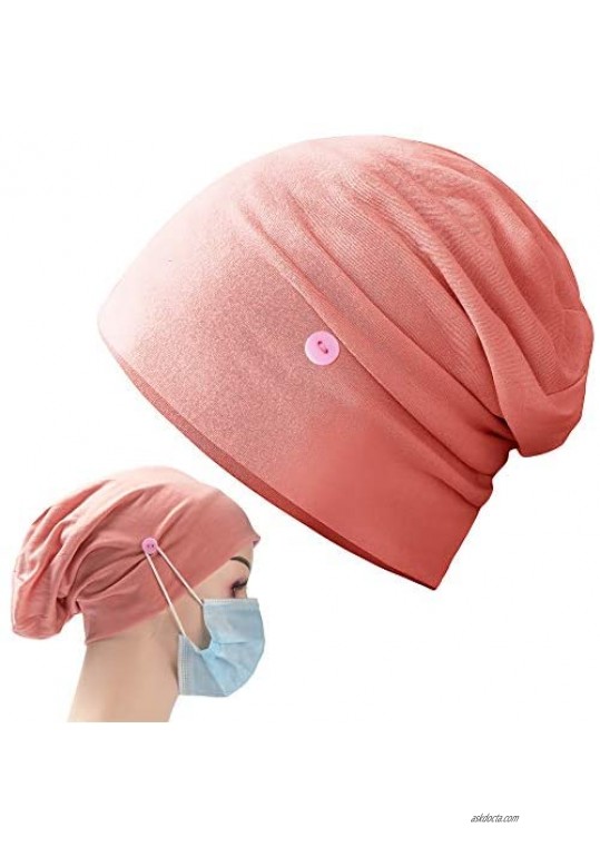 Fanghan Slouchy Beanie with Button for Women Men Cancer Patients Working Hat Chemo Caps