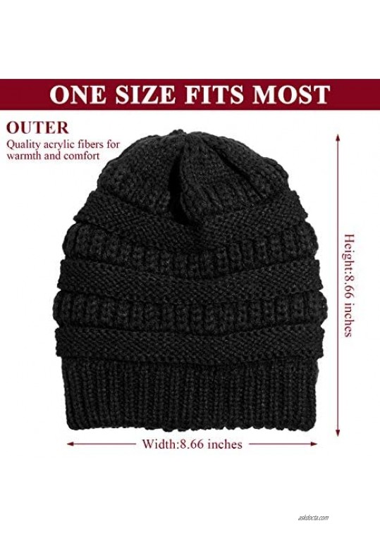 Geyoga Winter Beanies Satin Lined Warm Thick Knitted Hats Slouchy Caps for Women