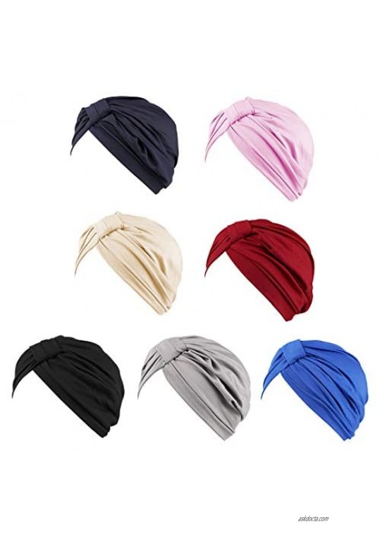 JarseHera Chemo Turbans for Women Pre Tied Cotton Vintage Cover Twist Pleasted Hair Caps