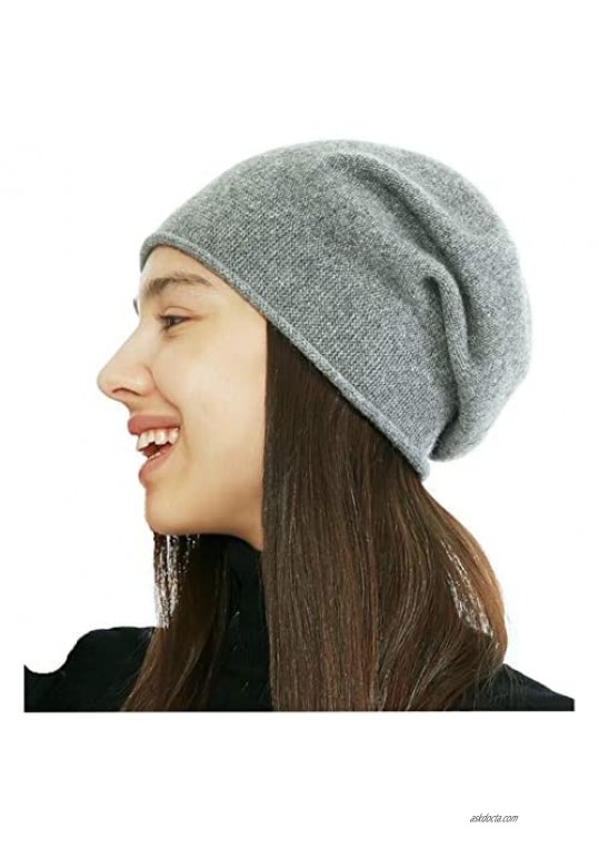 KIKONIO CHEN Women's 100% Cashmere Beanie Hat Women Gift Beanie Skull Ski Hats