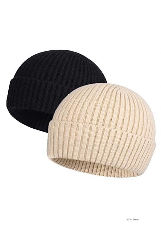 MAIAGO Fisherman Beanie for Men Women Wool Knit Cuff Beanie Cap Beanie Hat Warm Hats