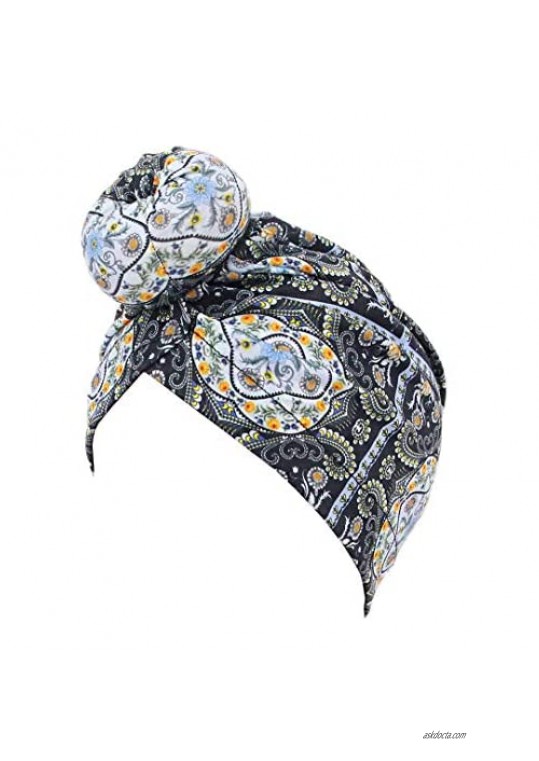 Radish Stars Women Cross Twist Pleated Hair Wrap Turban Hat Indian Hat Muslim Hat National Hijib Cap Headwear