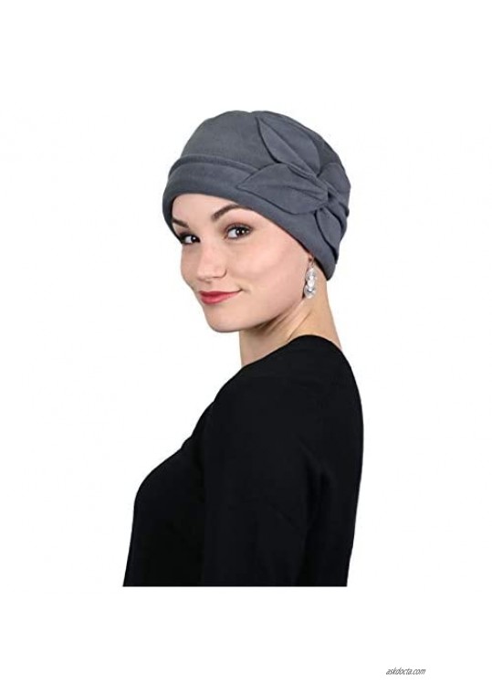 Womens Hat Fleece Beanie Cloche Cancer Headwear Chemo Ladies Winter Head Coverings Butterfly