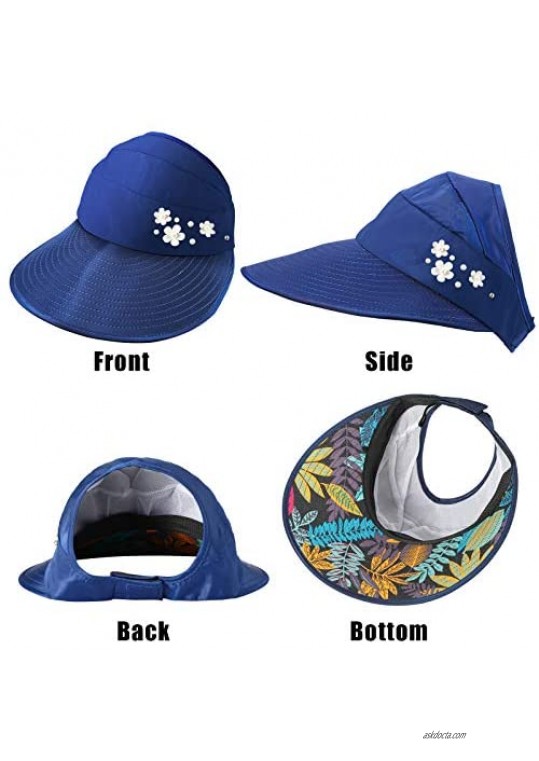 3 Pieces Women Sun Visor Hat Wide Brim UV Protection Hats Sun Protective Packable Bucket Hat