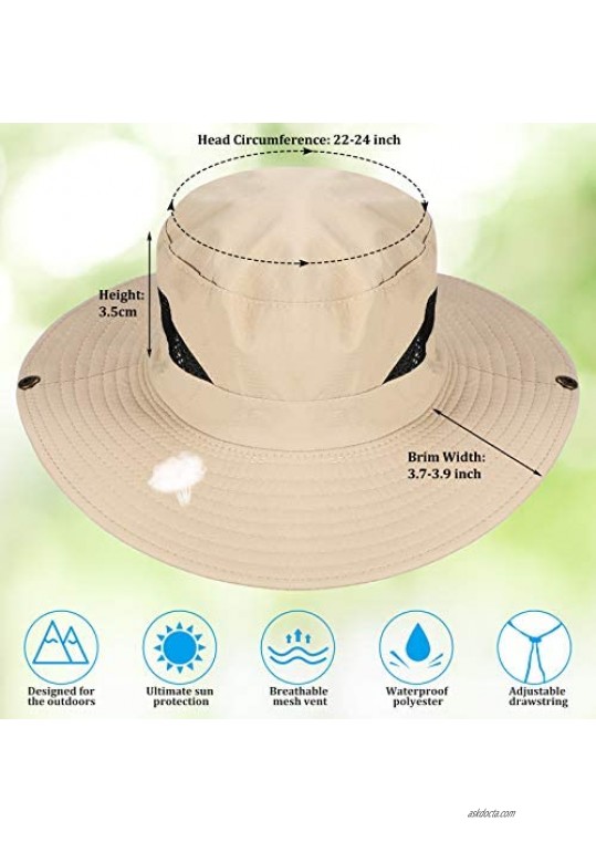4 Pieces Wide Brim Sun Hat Outdoor Summer Sun Protection Boonie Cap Breathable Waterproof Foldable Safari Hat Hunting Mesh Hat for Men Women Fishing Hiking Beach Hat Quick-Drying