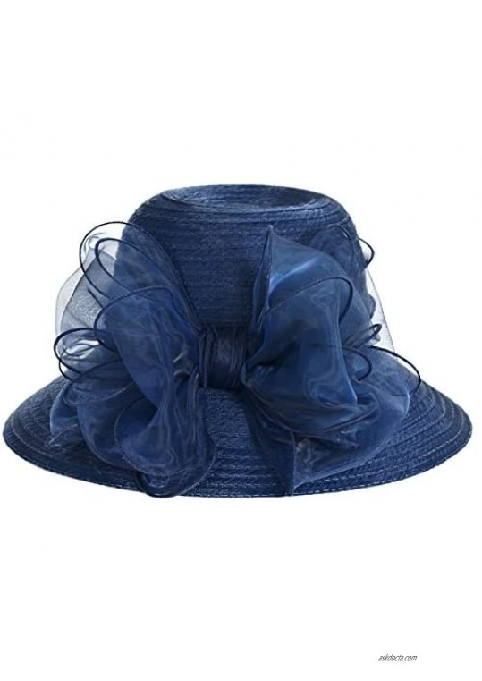 Ascot Kentucky Derby Bowler Church Cloche Hat Bowknot Organza Bridal Dress Cap S051