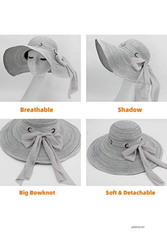 Besoogii Women's Wide Brim Sun Hat Foldable Roll up Floppy Beach Hats for Women